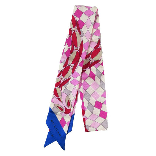 Bvlgari Serpenti Sherry Scarf Ribbon Bandana 100% Silk All Over Pattern