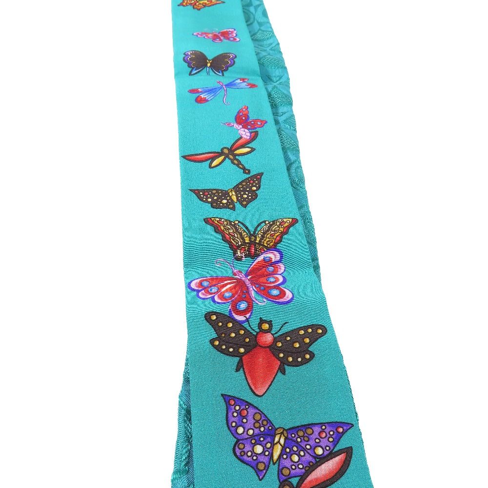 Bvlgari Butterfly Sherry Scarf Ribbon Bandana 100% Silk All Over Print — view 3