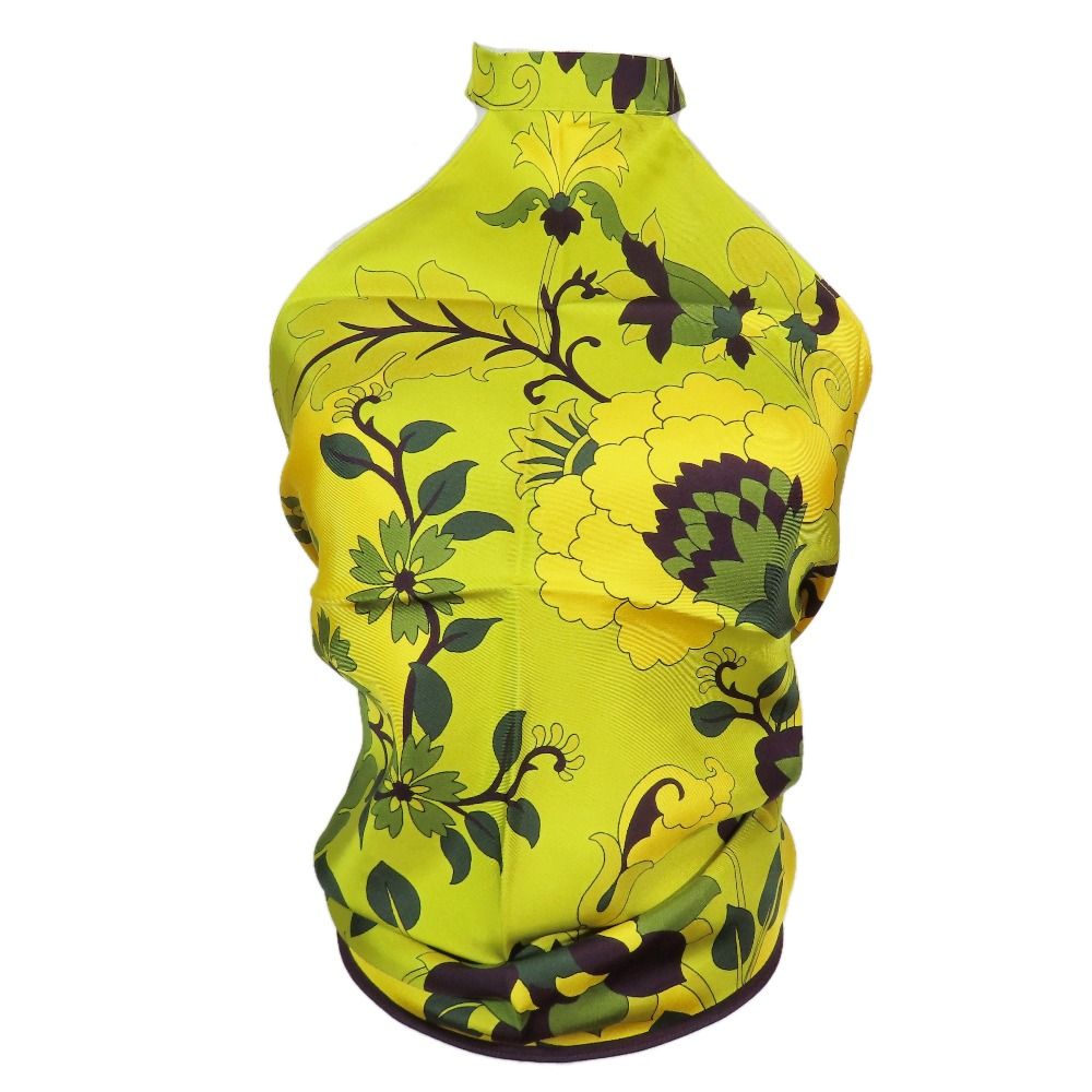 Dior Flower Halter Neck Silk Top Shirt Blouse Yellow