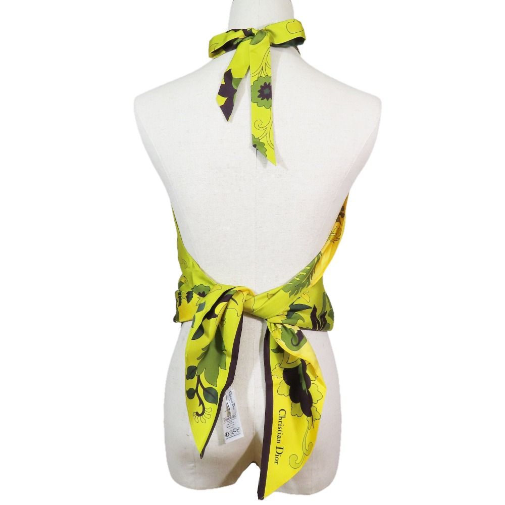 Dior Flower Halter Neck Silk Top Shirt Blouse Yellow — view 3
