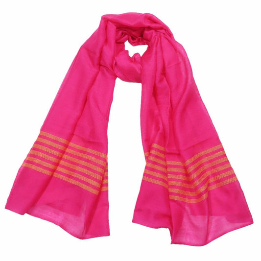 Hermes Cashmere Silk Large Shawl Plume Stitching Scarf Pink