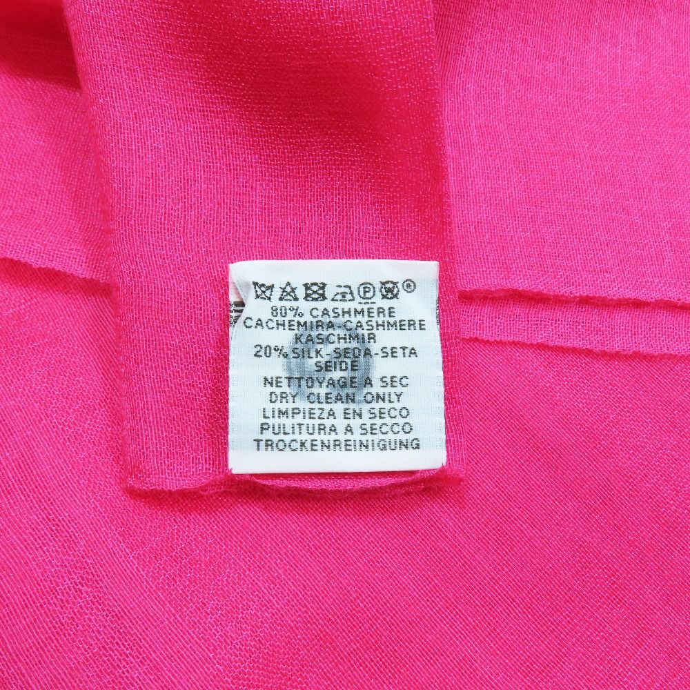 Hermes Cashmere Silk Large Shawl Plume Stitching Scarf Pink — view 5