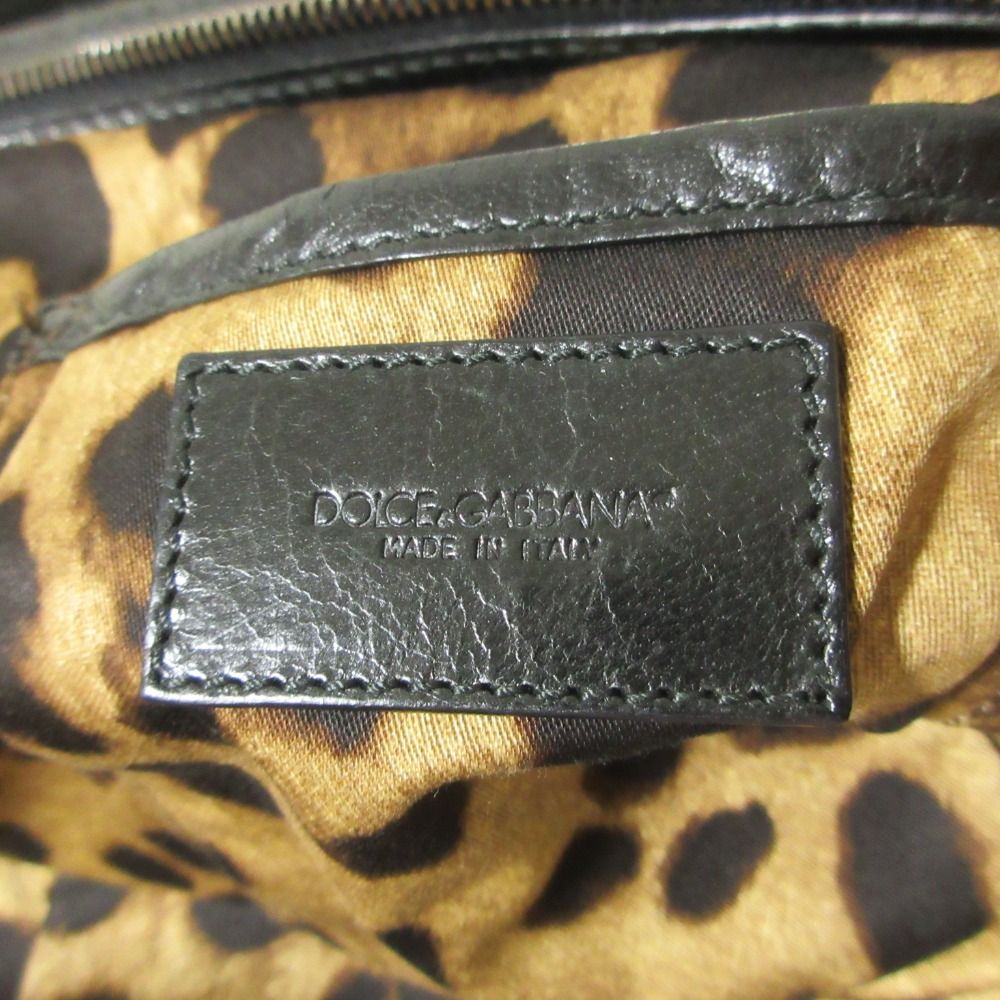 Dolce & Gabbana Miss Romantique Shirred Leather Handbag Black — view 4