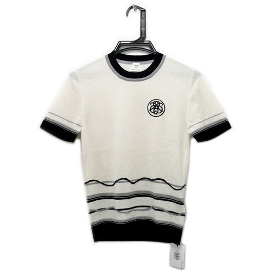 Hermes Short Sleeve Knit Ex-Libris Motif 34 Blanc Nakle White Sweater