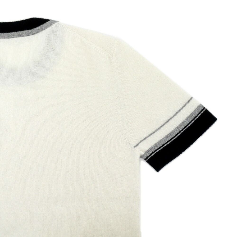 Hermes Short Sleeve Knit Ex-Libris Motif 34 Blanc Nakle White Sweater — view 7
