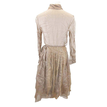 Fendi Silk Organza Shirt Dress Brass Chain Sequin Knee Length 38 Brown — view 3