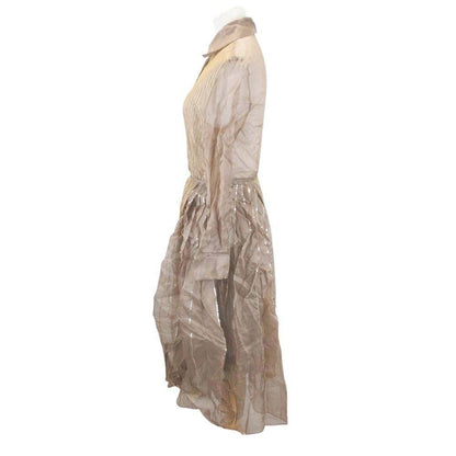 Fendi Silk Organza Shirt Dress Brass Chain Sequin Knee Length 38 Brown — view 2