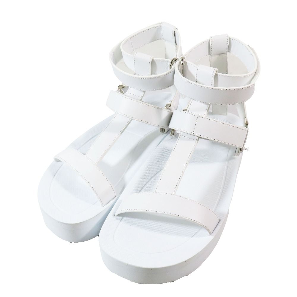 Hermes Enid Thick Sole Leather Sandals Shoes Platform Diamant Buckle Logo — view 3