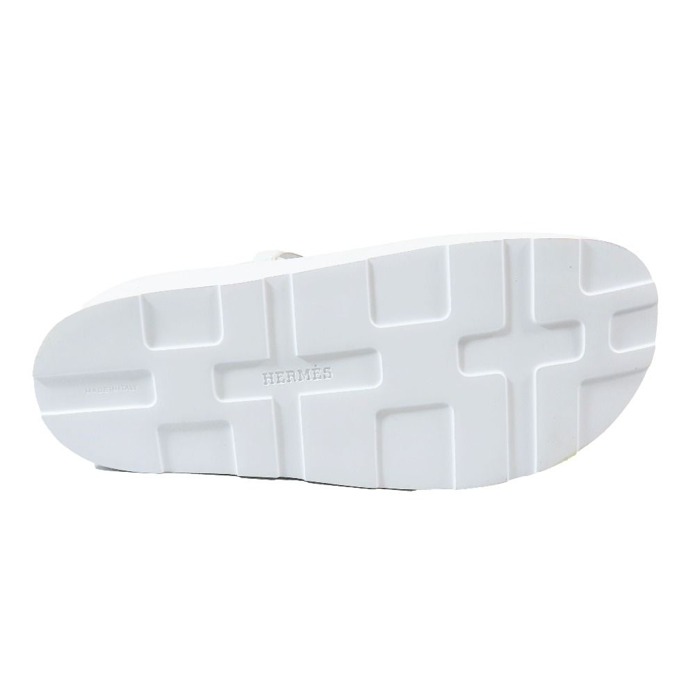 Hermes Enid Thick Sole Leather Sandals Shoes Platform Diamant Buckle Logo — view 6