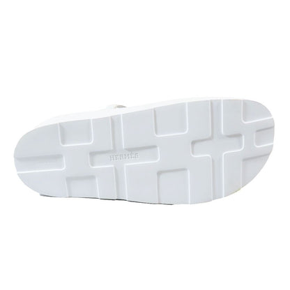 Hermes Enid Thick Sole Leather Sandals Shoes Platform Diamant Buckle Logo — view 6