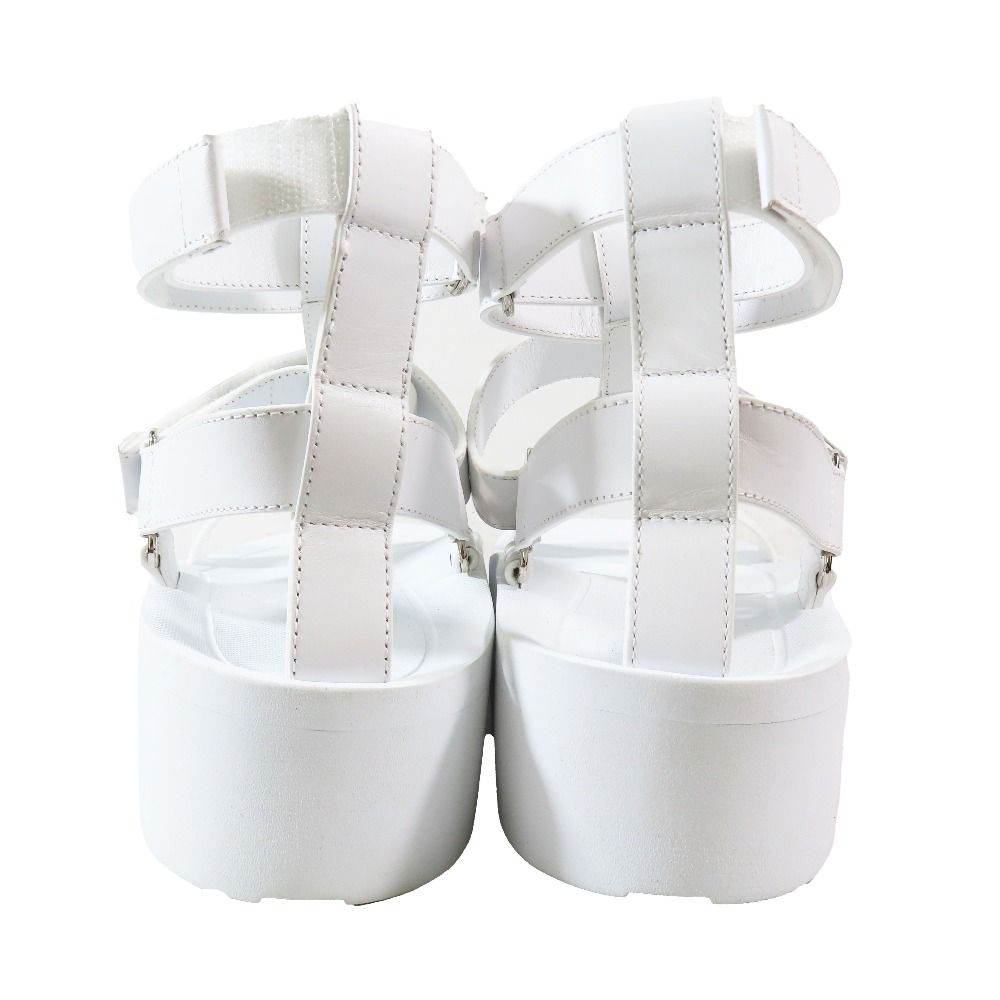 Hermes Enid Thick Sole Leather Sandals Shoes Platform Diamant Buckle Logo — view 5