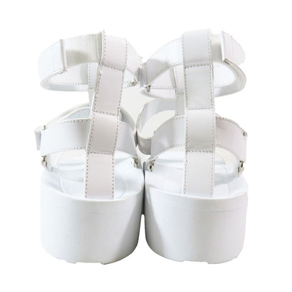 Hermes Enid Thick Sole Leather Sandals Shoes Platform Diamant Buckle Logo — view 5