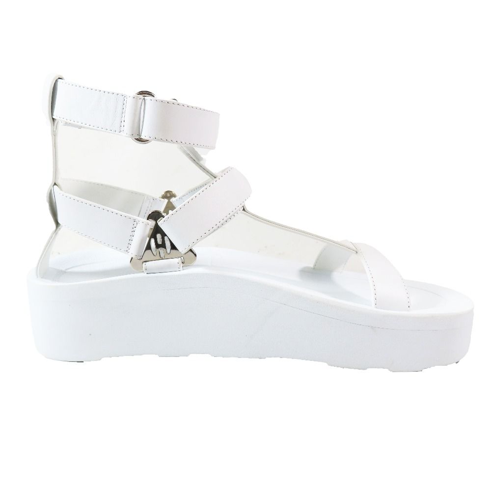 Hermes Enid Thick Sole Leather Sandals Shoes Platform Diamant Buckle Logo — view 2