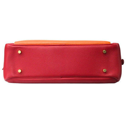 Hermes Lorraine 2-Way Bag Togo Leather Orange Rouge — view 7