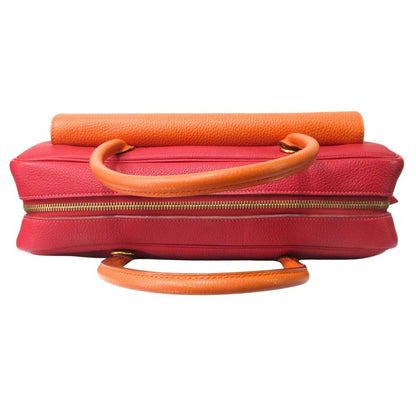 Hermes Lorraine 2-Way Bag Togo Leather Orange Rouge — view 6