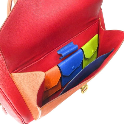 Hermes Lorraine 2-Way Bag Togo Leather Orange Rouge — view 8