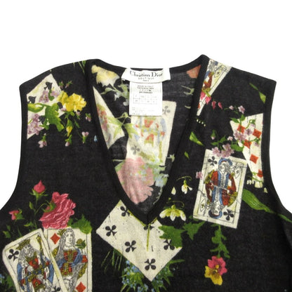 Dior Galiano Era Playing Cards Vest Knit Wool Cashmere 38 Black — view 3