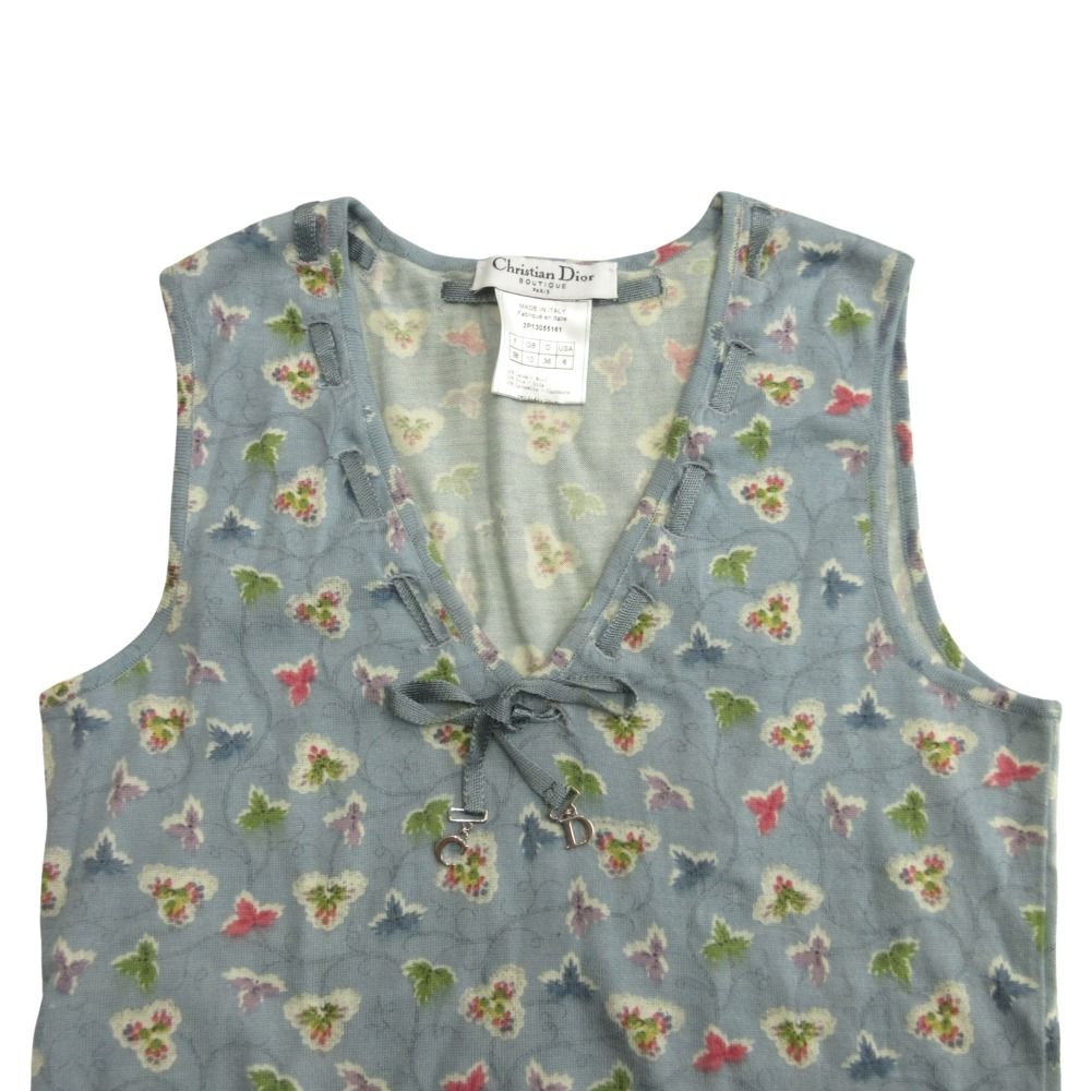 Dior Galliano Era Vest Knit Sweater Wool Cashmere 38 Blue — view 3