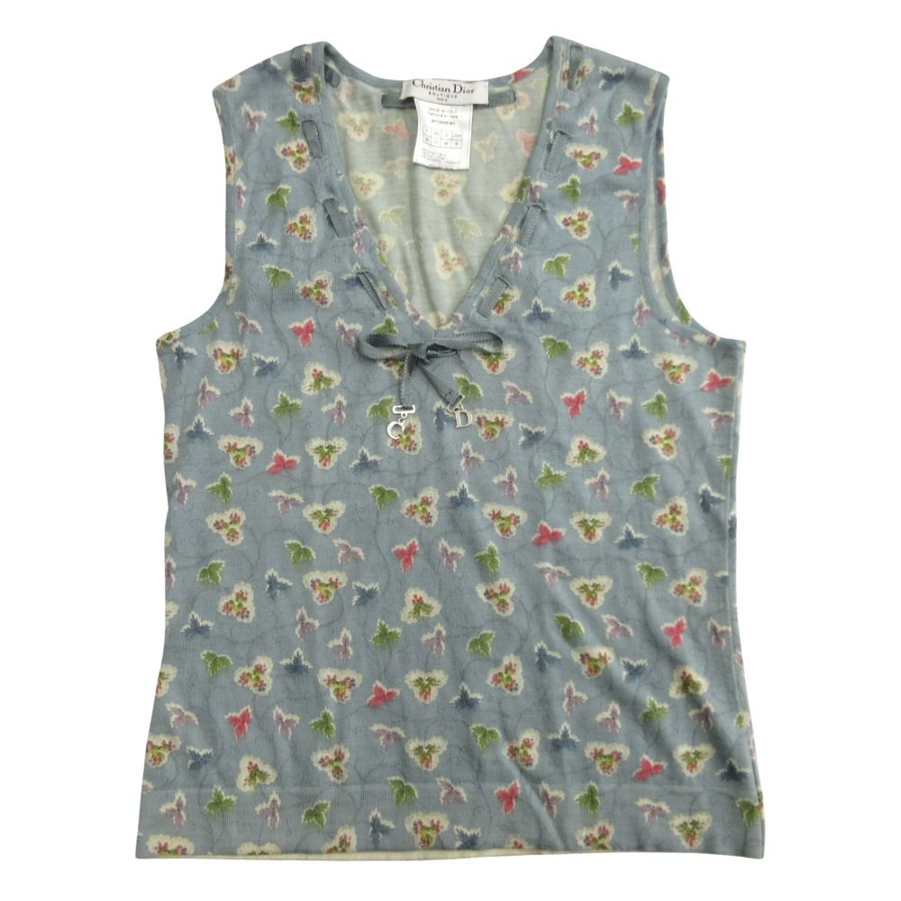 Dior Galliano Era Vest Knit Sweater Wool Cashmere 38 Blue