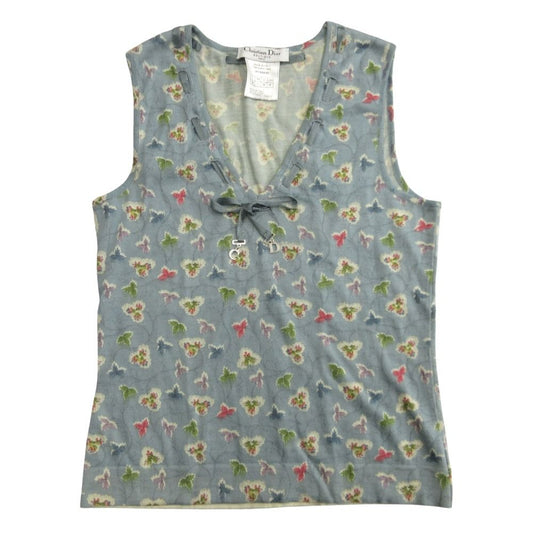 Dior Galliano Era Vest Knit Sweater Wool Cashmere 38 Blue