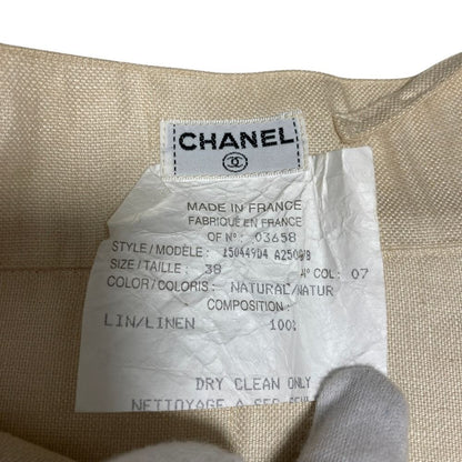 Chanel Vintage Linen Flare Skirt 38 Beige — view 5