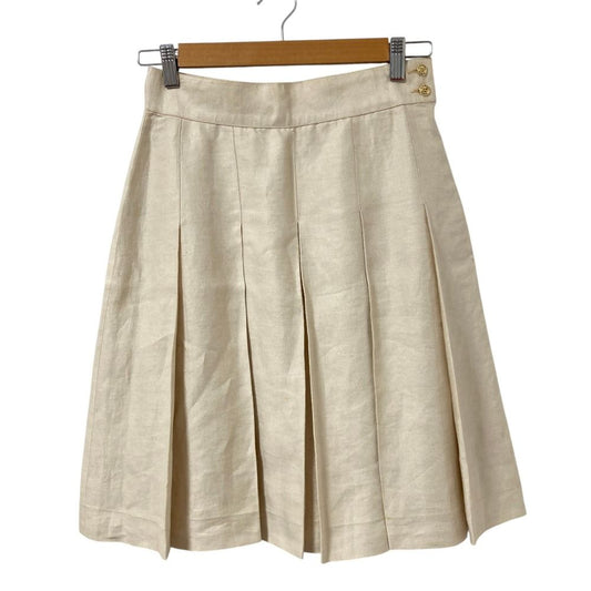 Chanel Vintage Linen Flare Skirt 38 Beige