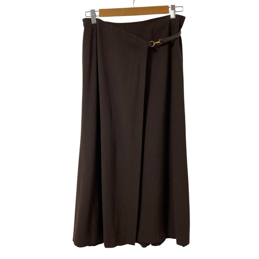 Hermes Vintage Leather Belt Long Length Wrap Skirt 40 Brown