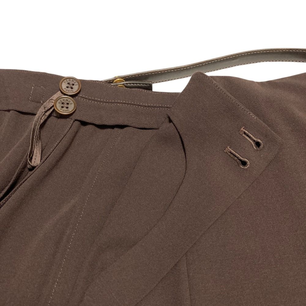 Hermes Vintage Leather Belt Long Length Wrap Skirt 40 Brown — view 5