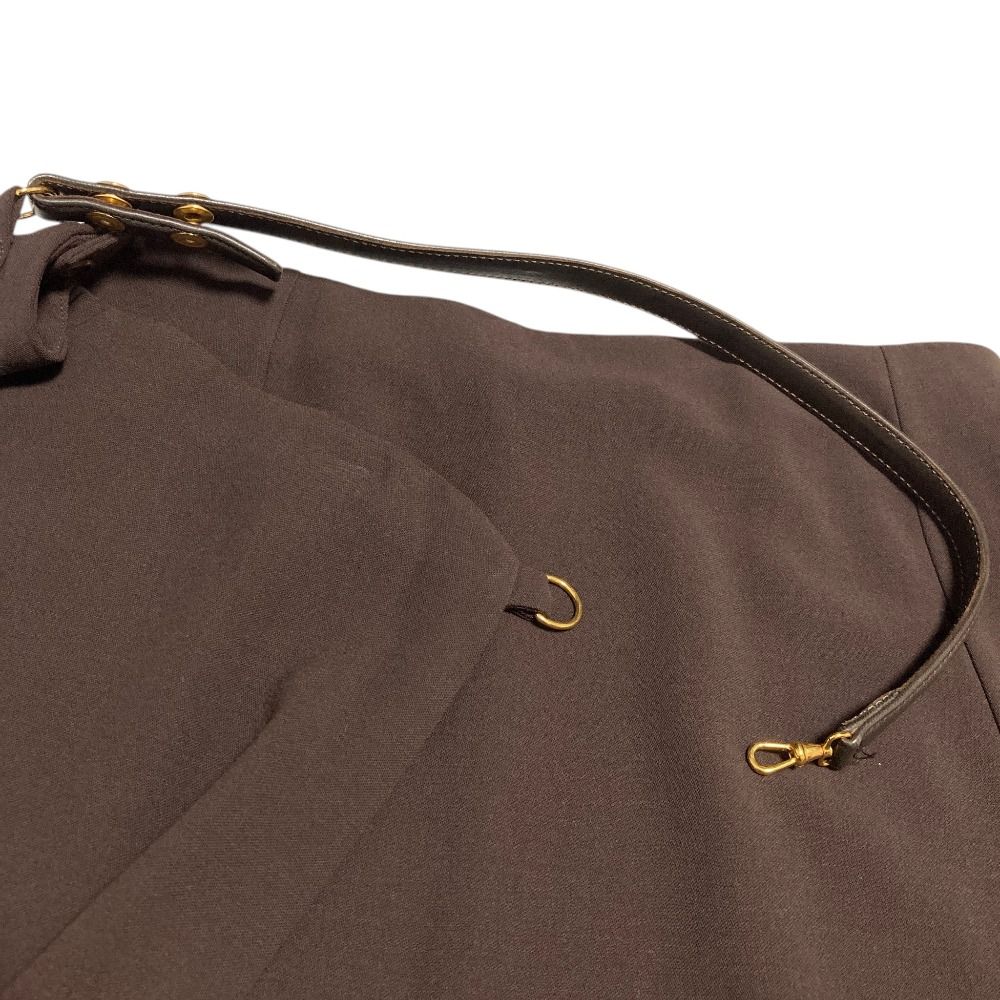 Hermes Vintage Leather Belt Long Length Wrap Skirt 40 Brown — view 4