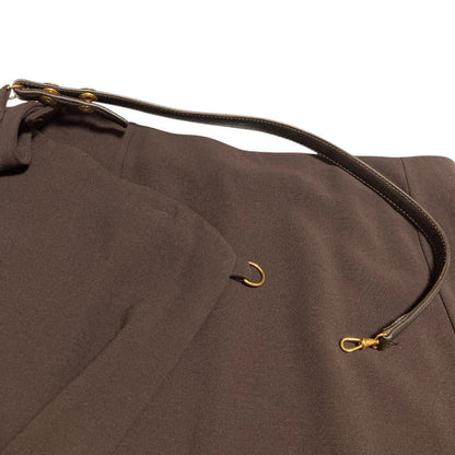 Hermes Vintage Leather Belt Long Length Wrap Skirt 40 Brown — view 4