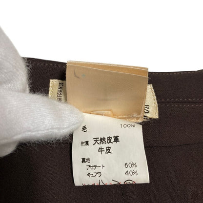 Hermes Vintage Leather Belt Long Length Wrap Skirt 40 Brown — view 7