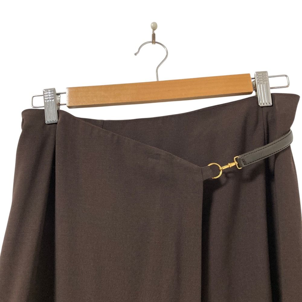 Hermes Vintage Leather Belt Long Length Wrap Skirt 40 Brown — view 3