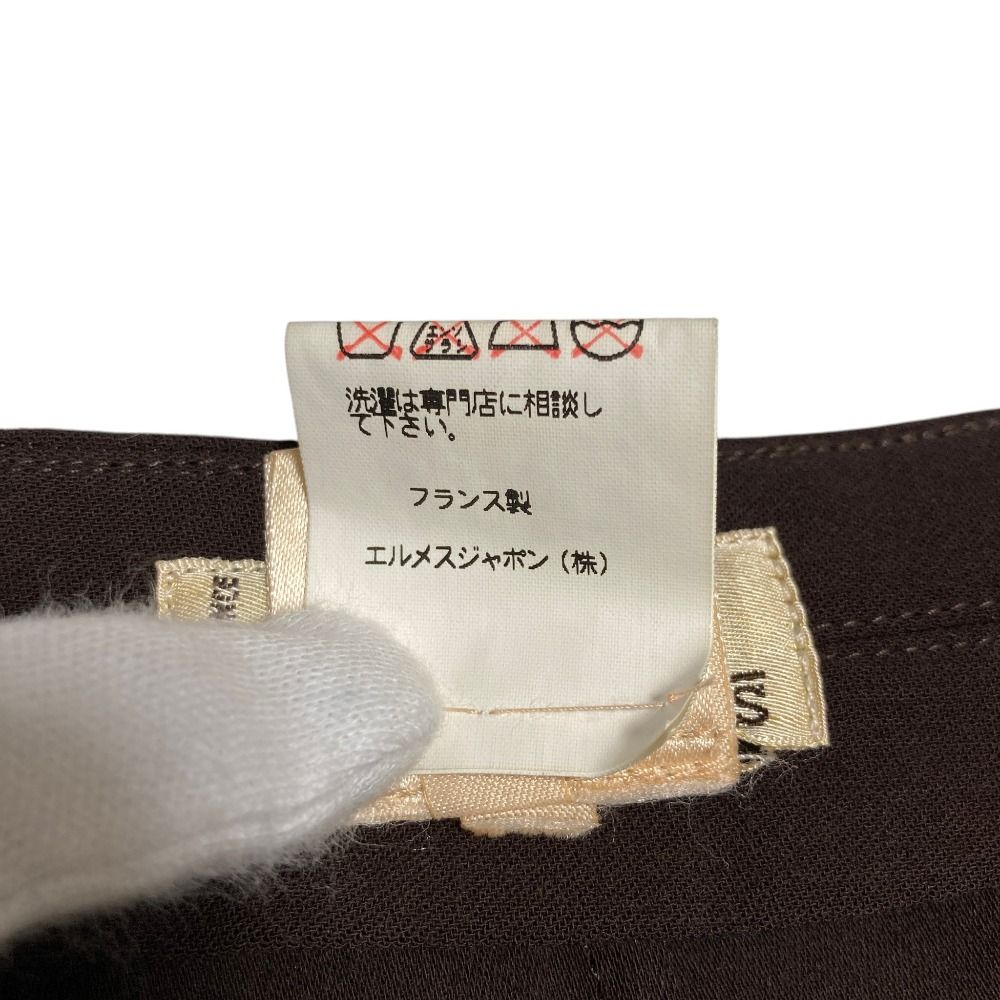 Hermes Vintage Leather Belt Long Length Wrap Skirt 40 Brown — view 8