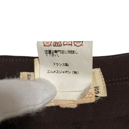 Hermes Vintage Leather Belt Long Length Wrap Skirt 40 Brown — view 8