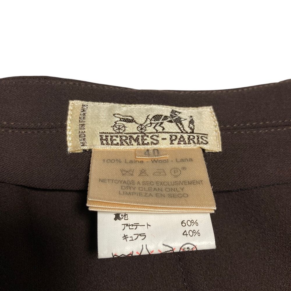 Hermes Vintage Leather Belt Long Length Wrap Skirt 40 Brown — view 6