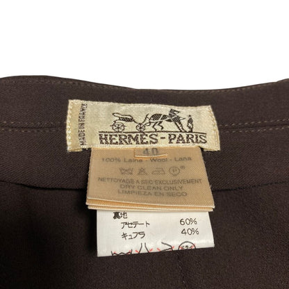 Hermes Vintage Leather Belt Long Length Wrap Skirt 40 Brown — view 6