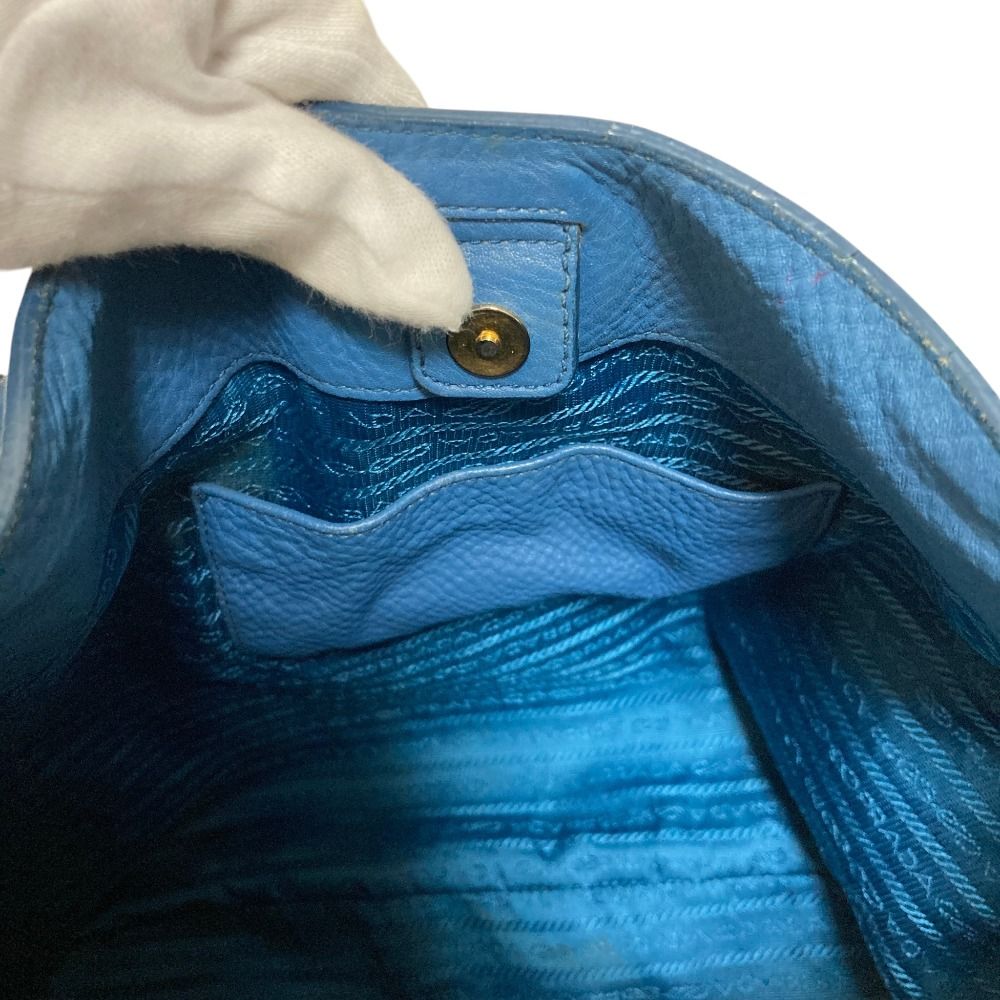 Prada Vitello Daino Leather Shoulder Bag Blue — view 7