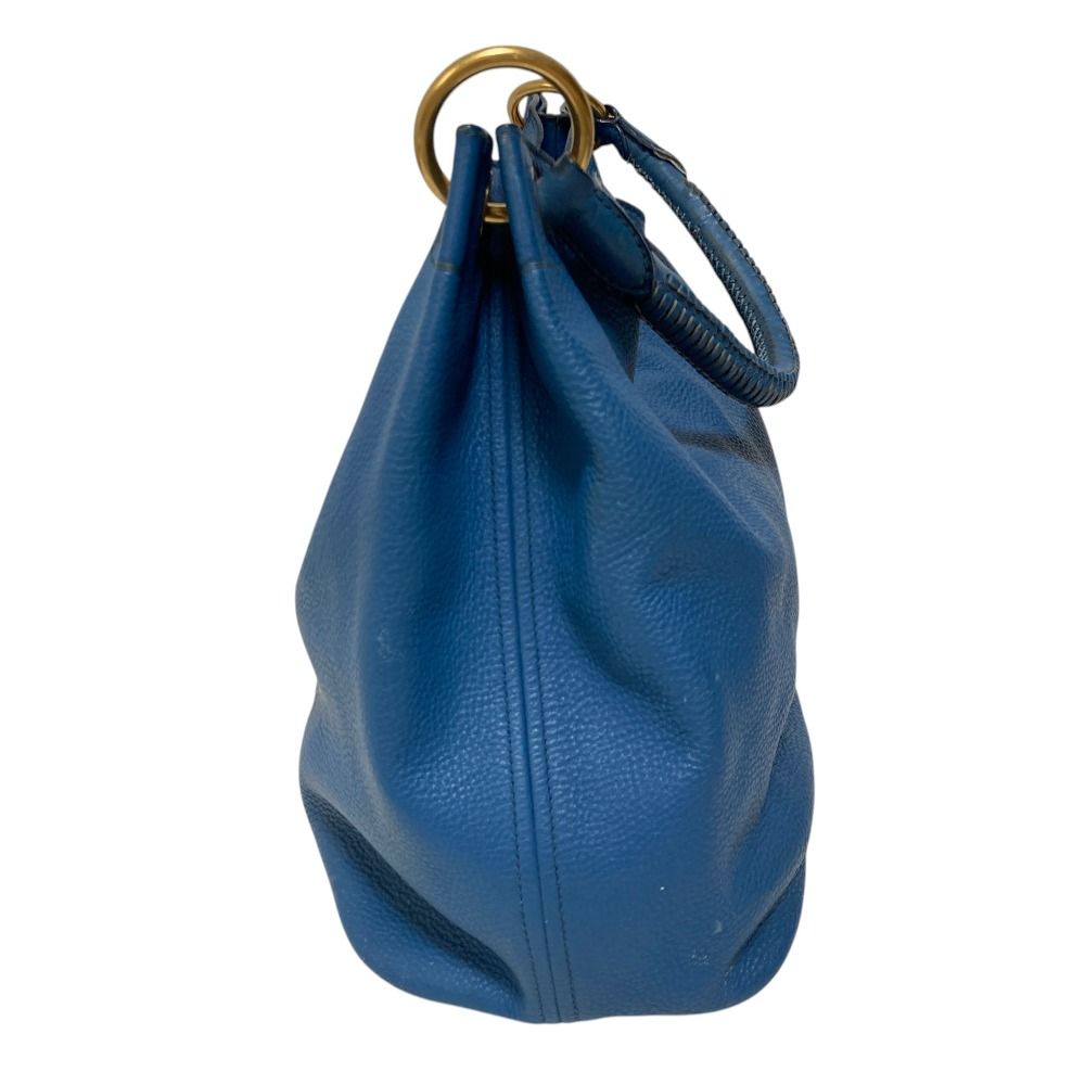 Prada Vitello Daino Leather Shoulder Bag Blue — view 3