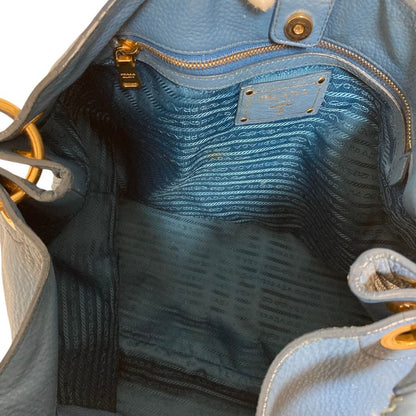 Prada Vitello Daino Leather Shoulder Bag Blue — view 6