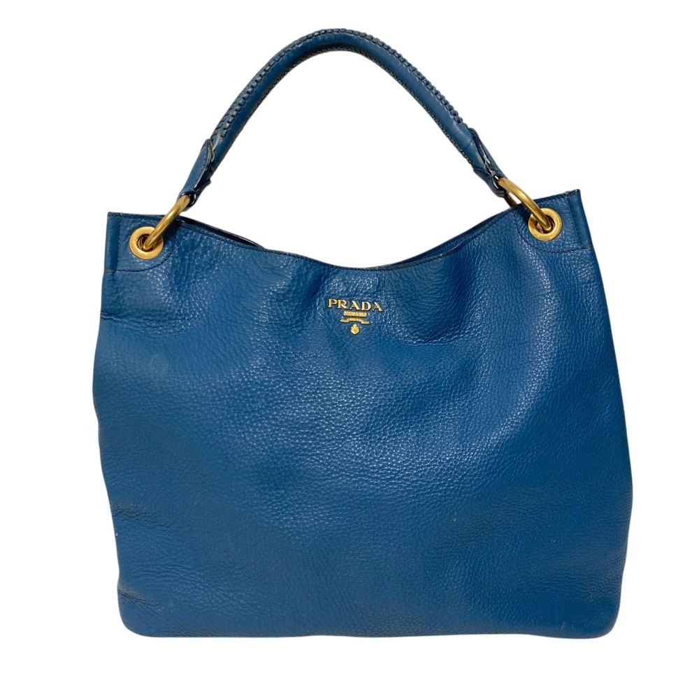 Prada Vitello Daino Leather Shoulder Bag Blue