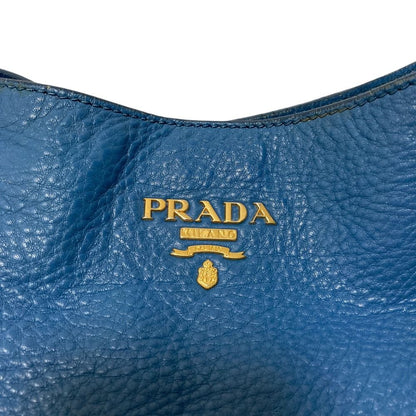 Prada Vitello Daino Leather Shoulder Bag Blue — view 5