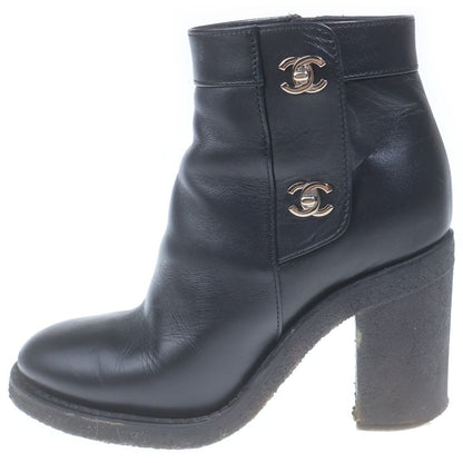 Chanel CC Logo Turnlock Side Zip Boots Black