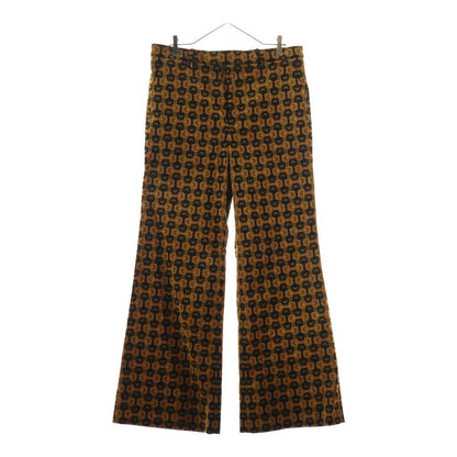 Gucci Anniversary All Over Pattern Velour Flare Pants Brown
