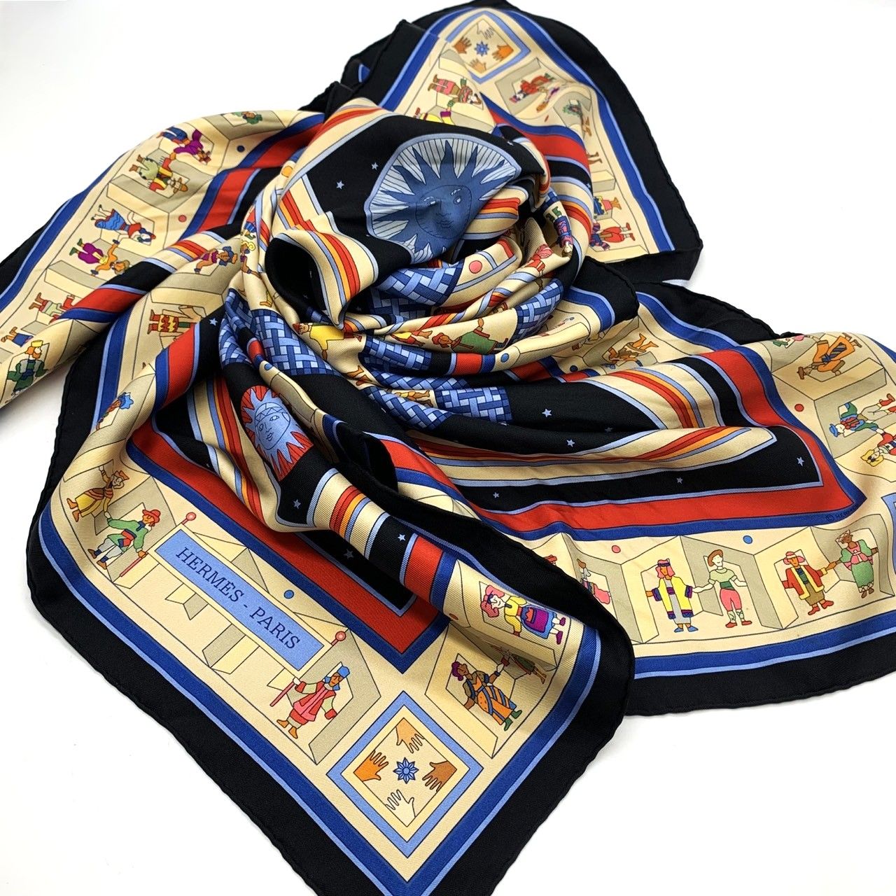 Hermes Carre 90 Donner la Scarf Silk Black — view 7