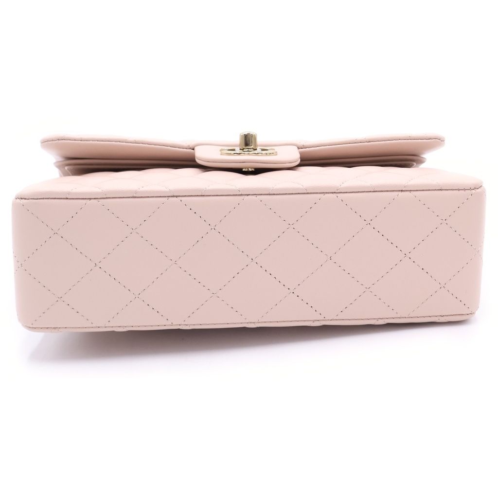 Chanel Quilted 23 Double Flap Chain Shoulder Bag Lambskin Gold Pink Plate — view 4