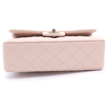 Chanel Quilted 23 Double Flap Chain Shoulder Bag Lambskin Gold Pink Plate — view 4