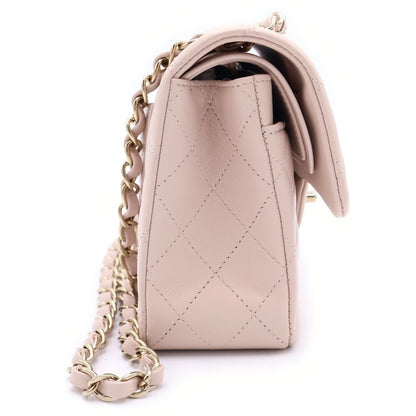 Chanel Quilted 23 Double Flap Chain Shoulder Bag Lambskin Gold Pink Plate — view 3