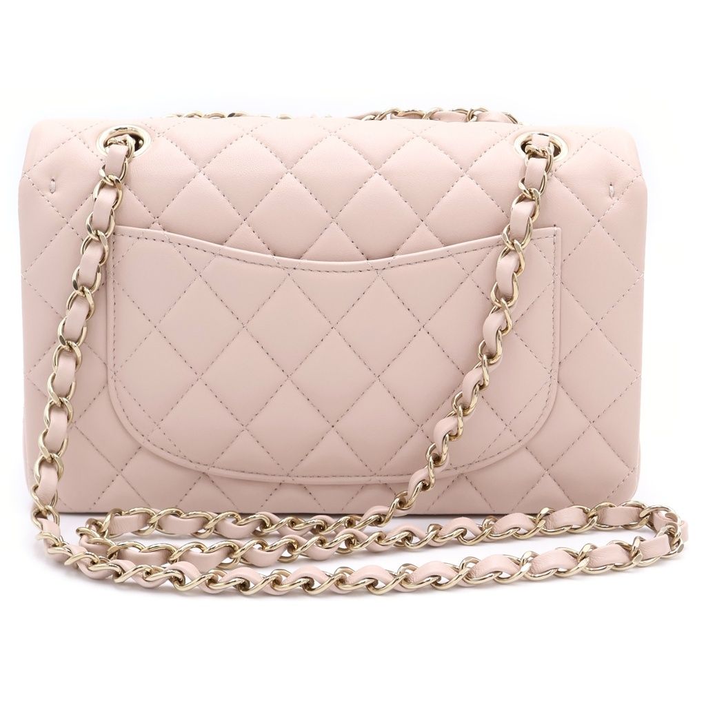Chanel Quilted 23 Double Flap Chain Shoulder Bag Lambskin Gold Pink Plate — view 2