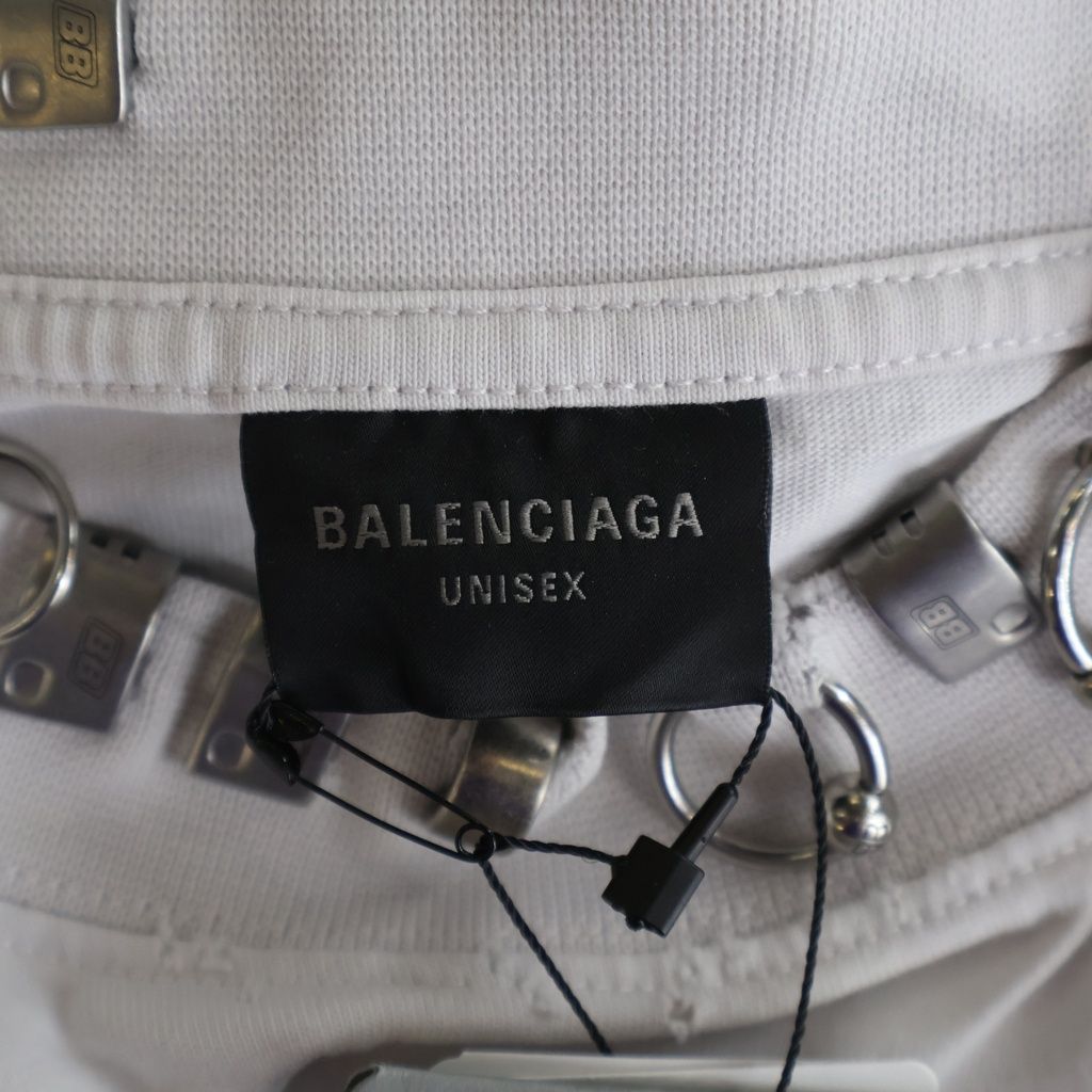 Balenciaga Pierced T-Shirt Oversized Earrings Short Sleeve White — view 6