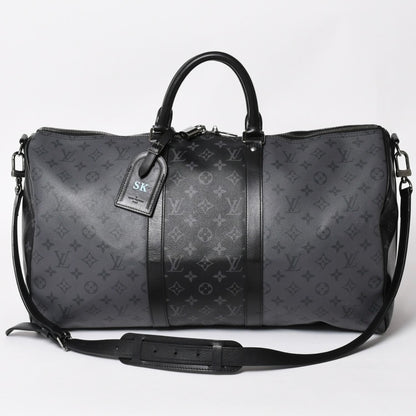 Louis Vuitton LV Keepall Bandouliere 50 Black Gray Silver